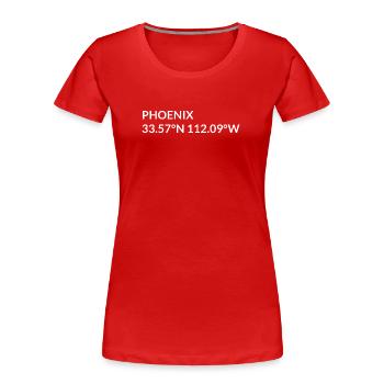 Phoenix Arizona USA Koordinaten - Frauen Premium Bio T-Shirt - Rot - Vorne - Mia (176cm)