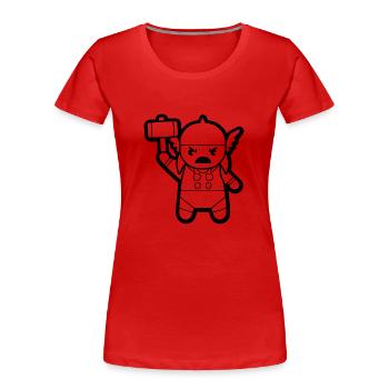 THOR WITH HAMMER superhero minifigure - Women's Premium Organic T-Shirt - red - Front - Mia (176cm)