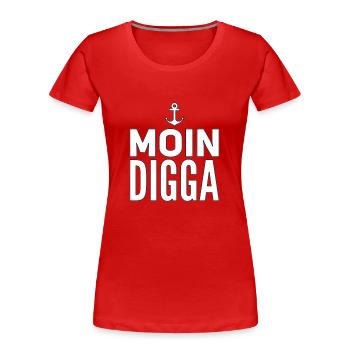 Moin Digga Hambourg - T-shirt bio Premium Femme - rouge - Devant - Mia (176cm)