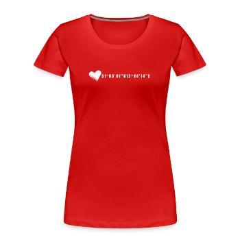 Dresden Herz Koordinaten - Frauen Premium Bio T-Shirt - Rot - Vorne - Mia (176cm)
