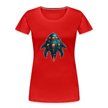 Vaisseau spatial coloré imaginatif fantaisiste - T-shirt bio Premium Femme - rouge - Devant - Mia (176cm)