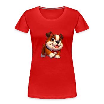 Englische Bulldogge - Frauen Premium Bio T-Shirt - Rot - Vorne - Mia (176cm)