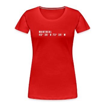 Montréal, Canada Coordonnées - T-shirt bio Premium Femme - rouge - Devant - Mia (176cm)