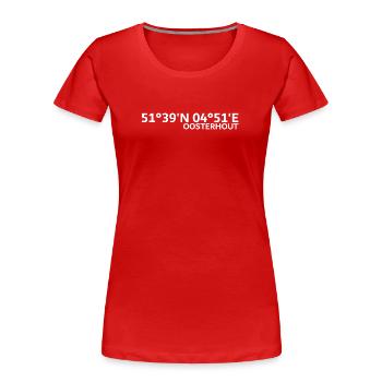 Coordonnées d’Oosterhout - T-shirt bio Premium Femme - rouge - Devant - Mia (176cm)