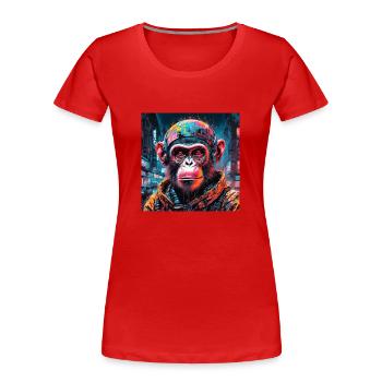 Cyberpunk-Affe - Frauen Premium Bio T-Shirt - Rot - Vorne - Mia (176cm)