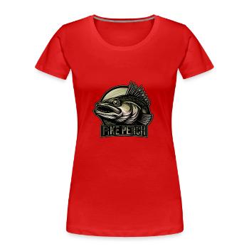 Zander Predator Fishing - Women's Premium Organic T-Shirt - red - Front - Mia (176cm)