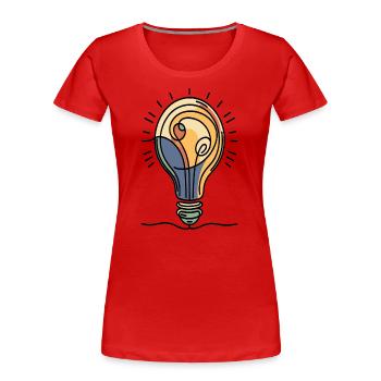 Leuchtende Ideen Bunte Glühbirne Design - Frauen Premium Bio T-Shirt - Rot - Vorne - Mia (176cm)