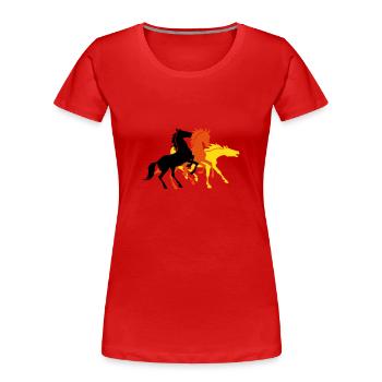 Three horses - Women's Premium Organic T-Shirt - red - Front - Mia (176cm)