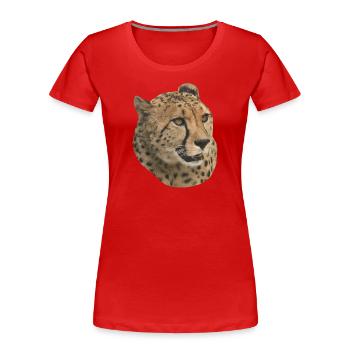 Cheetah Head, Side, Natural - Women's Premium Organic T-Shirt - red - Front - Mia (176cm)