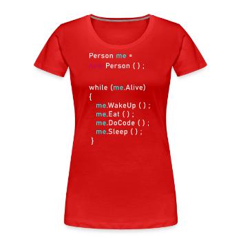 Personne moi = nouvelle personne (); Code de programmation Java - T-shirt bio Premium Femme - rouge - Devant - Mia (176cm)