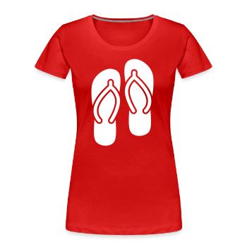 Icône Tongs - T-shirt bio Premium Femme - rouge - Devant - Mia (176cm)