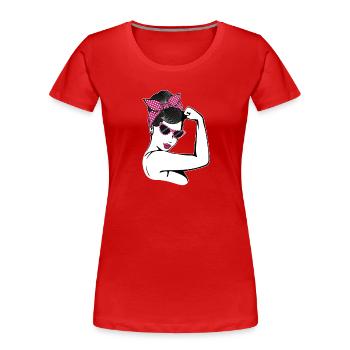Retro Rockabilly Girl Gift - Women's Premium Organic T-Shirt - red - Front - Mia (176cm)