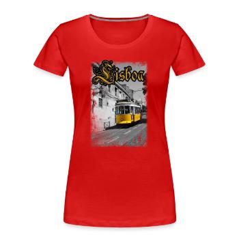 Lisboa Tram - Women's Premium Organic T-Shirt - red - Front - Mia (176cm)