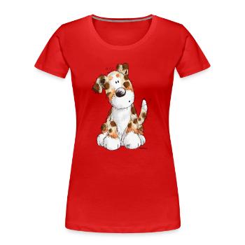 Süßer Australian Shepherd - Hund - Aussie - Comic - Frauen Premium Bio T-Shirt - Rot - Vorne - Mia (176cm)
