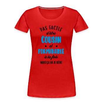 Onkel / Tante / Vetter / Cousin / Kusine - Frauen Premium Bio T-Shirt - Rot - Vorne - Mia (176cm)
