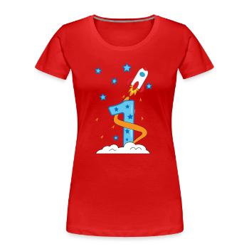 1. Geburtstag Baby Kind Rakete - Frauen Premium Bio T-Shirt - Rot - Vorne - Mia (176cm)