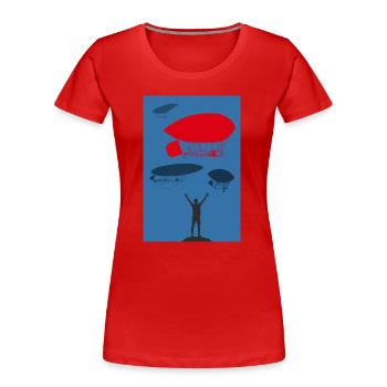 Flug - Frauen Premium Bio T-Shirt - Rot - Vorne - Mia (176cm)