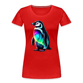 Manchot aurore boréale - T-shirt bio Premium Femme - rouge - Devant - Mia (176cm)