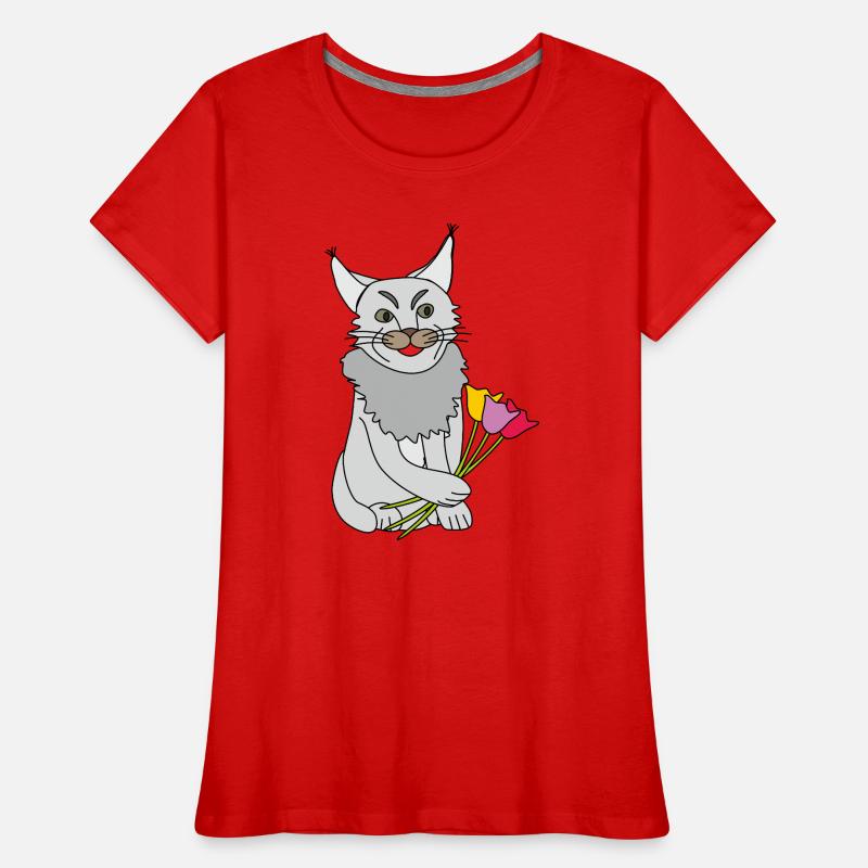 Katze mit Blumenstrauß Frauen Premium Bio T-Shirt