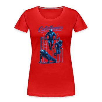 Calisthenics Astronauten Dips Liegestütze Geschenk - Frauen Premium Bio T-Shirt - Rot - Vorne - Mia (176cm)
