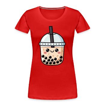 Cute Bubble Tea Kawaii - Women's Premium Organic T-Shirt - red - Front - Mia (176cm)