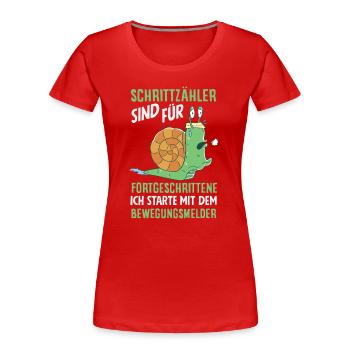 Podomètre? J’utilise le détecteur de mouvement - T-shirt bio Premium Femme - rouge - Devant - Mia (176cm)