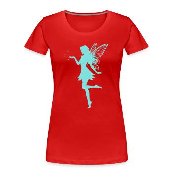 Feen-Silhouette mit Sternen - Frauen Premium Bio T-Shirt - Rot - Vorne - Mia (176cm)