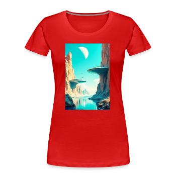 L’humanité trouve enfin sa nouvelle maison dans l’espace - T-shirt bio Premium Femme - rouge - Devant - Mia (176cm)