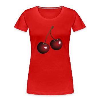 Kirschen - Frauen Premium Bio T-Shirt - Rot - Vorne - Mia (176cm)