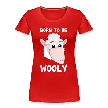 Schaf Schäfchen Born To Be Wooly - Frauen Premium Bio T-Shirt - Rot - Vorne - Mia (176cm)