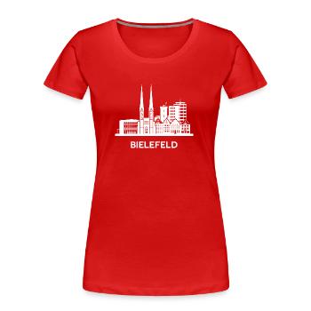 Bielefeld, blanc - T-shirt bio Premium Femme - rouge - Devant - Mia (176cm)