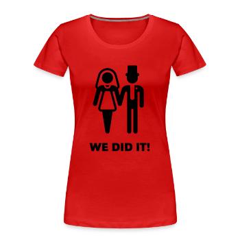 Nous l'avons fait! (Mariage / mariage) - T-shirt bio Premium Femme - rouge - Devant - Mia (176cm)