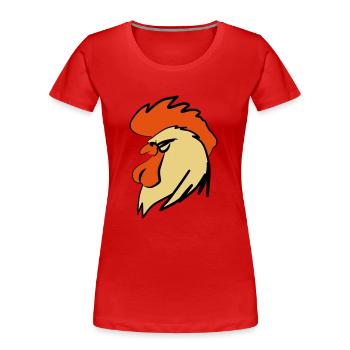 ROOSTER BOOSTER - Frauen Premium Bio T-Shirt - Rot - Vorne - Mia (176cm)