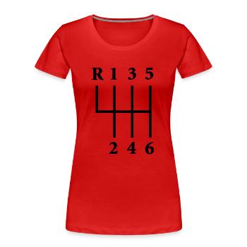 gangschaltung - Frauen Premium Bio T-Shirt - Rot - Vorne - Mia (176cm)