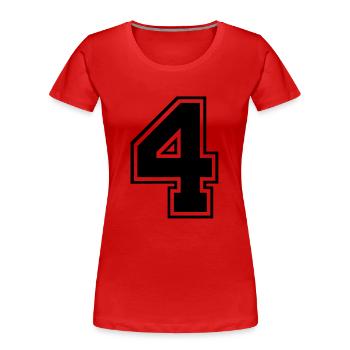 vier - Frauen Premium Bio T-Shirt - Rot - Vorne - Mia (176cm)