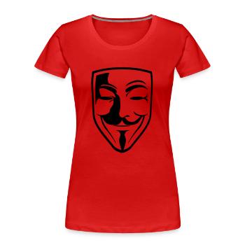 Anonymous Mask Guy Fawks - Frauen Premium Bio T-Shirt - Rot - Vorne - Mia (176cm)