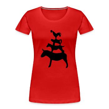 Bremer Stadtmusikanten / Bremen town musicians - Frauen Premium Bio T-Shirt - Rot - Vorne - Mia (176cm)