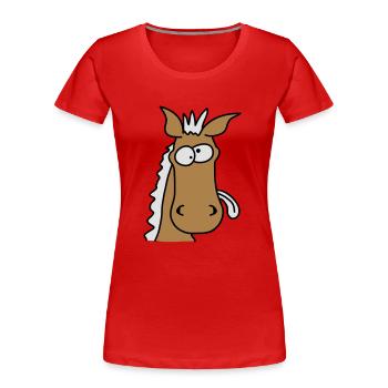 Funny Crazy Comic Horse - Frauen Premium Bio T-Shirt - Rot - Vorne - Mia (176cm)