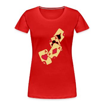 Poker Cards Game Ace Heart Spade Cross Caro Tattoo - T-shirt bio Premium Femme - rouge - Devant - Mia (176cm)