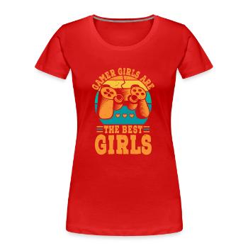 gamer girls are the best girls - Frauen Premium Bio T-Shirt - Rot - Vorne - Mia (176cm)