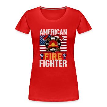 | Pompiers | des pompiers américains Héros - T-shirt bio Premium Femme - rouge - Devant - Mia (176cm)