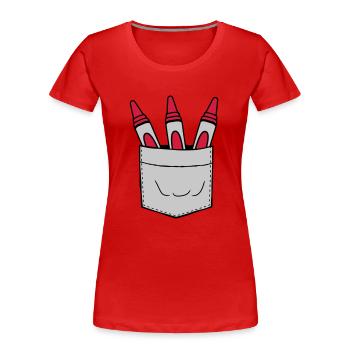 Poche de poitrine emportez des crayons de cire avec vous lors de vos déplacements - T-shirt bio Premium Femme - rouge - Devant - Mia (176cm)