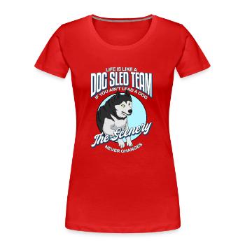 Traîneau à chiens - T-shirt bio Premium Femme - rouge - Devant - Mia (176cm)