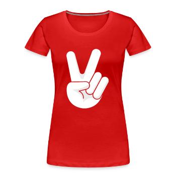 Liebe Freiheit Friede Hoffnung Zeichen Handzeichen - Frauen Premium Bio T-Shirt - Rot - Vorne - Mia (176cm)