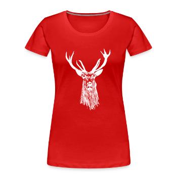 Ich liebe Hirsche Hirsch - Frauen Premium Bio T-Shirt - Rot - Vorne - Mia (176cm)