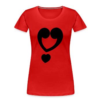 Exclamation mark heart - Women's Premium Organic T-Shirt - red - Front - Mia (176cm)