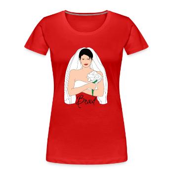Noir de mariée 1 - T-shirt bio Premium Femme - rouge - Devant - Mia (176cm)