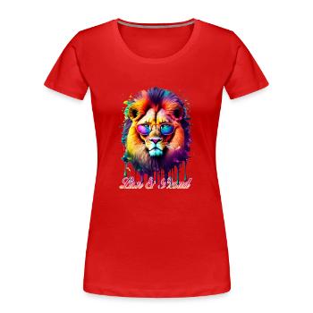 Lion et fier - T-shirt bio Premium Femme - rouge - Devant - Mia (176cm)