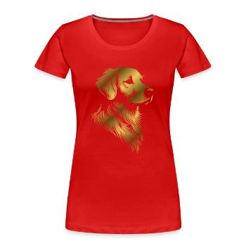 Golden Retriever drawing head gold - Women's Premium Organic T-Shirt - red - Front - Mia (176cm)