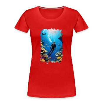Tauchen - Frauen Premium Bio T-Shirt - Rot - Vorne - Mia (176cm)